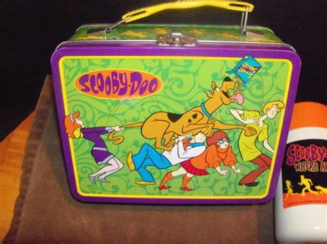 scooby doo small lunch box metal with toy|scooby snacks cartoon box.